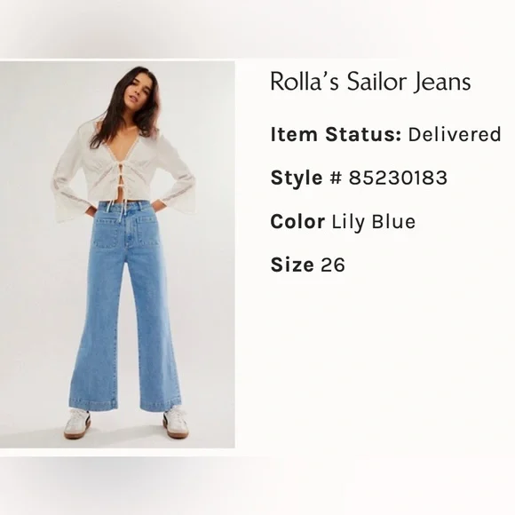 Size 26 Lily Blue Rollas Sailor Jeans - Picture 1 of 4